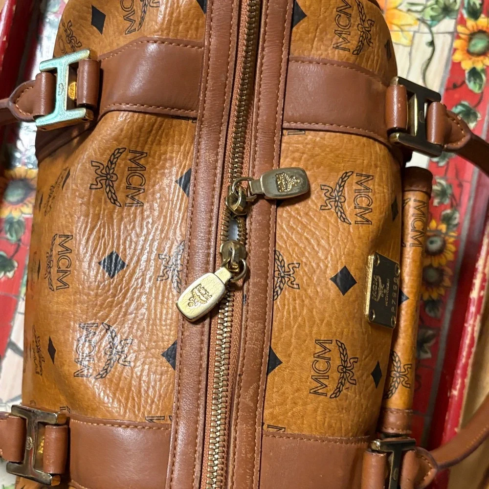 MCM Cognac Leather Satchel with Gold Accents - Picture 9 of 16